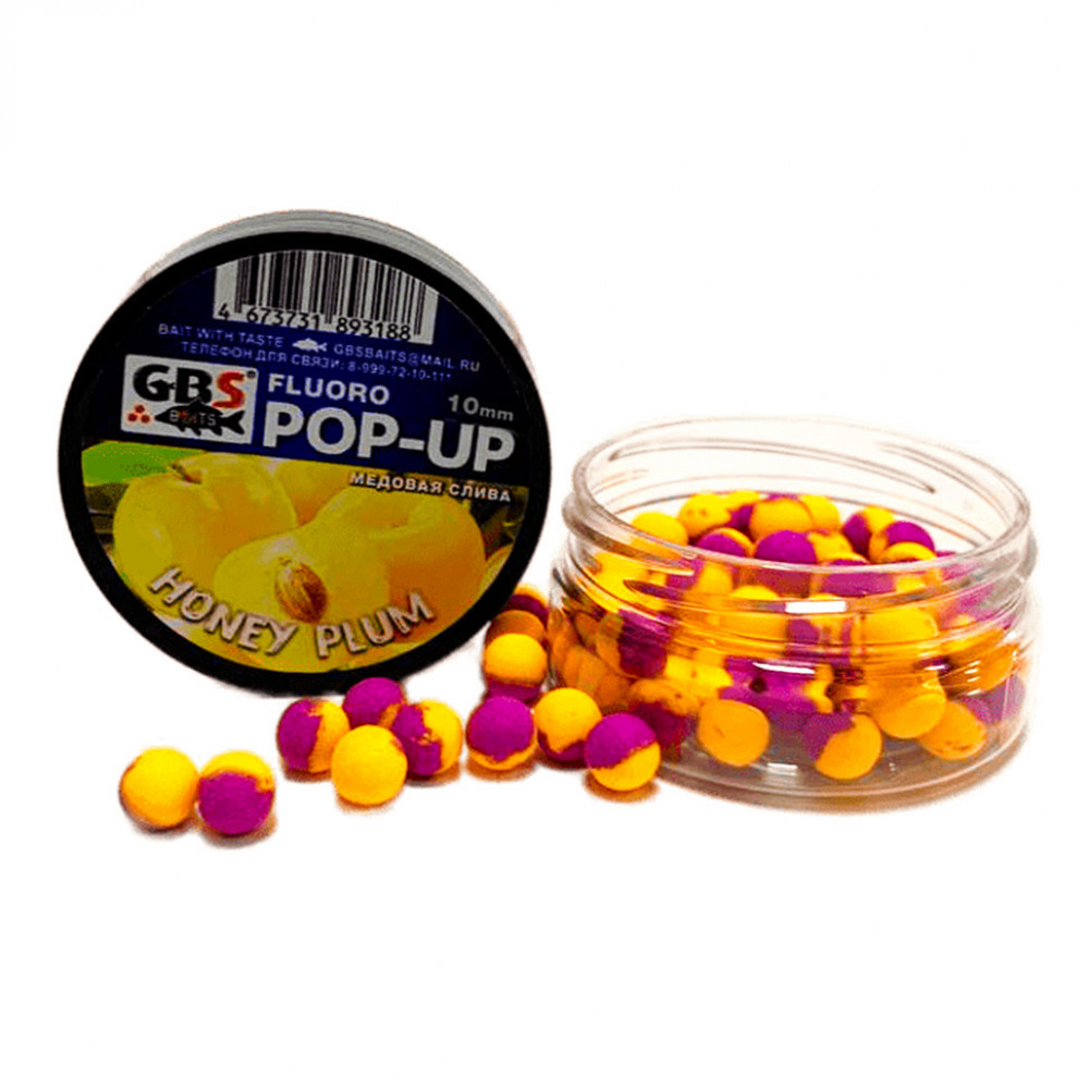 Бойлы GBS Baits Pop-up плавающие (банка) 10мм 40гр Медовая слива