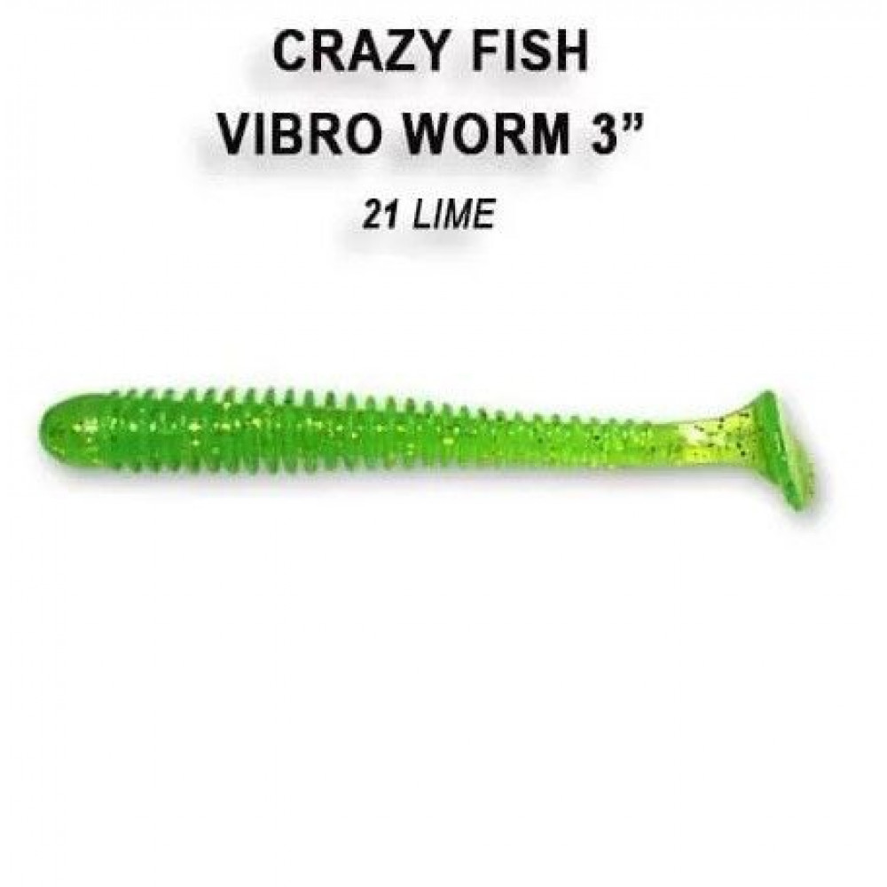 Виброхвост Crazy Fish Vibro Worm 75mm 11-75-21-4 (уп.5шт.)